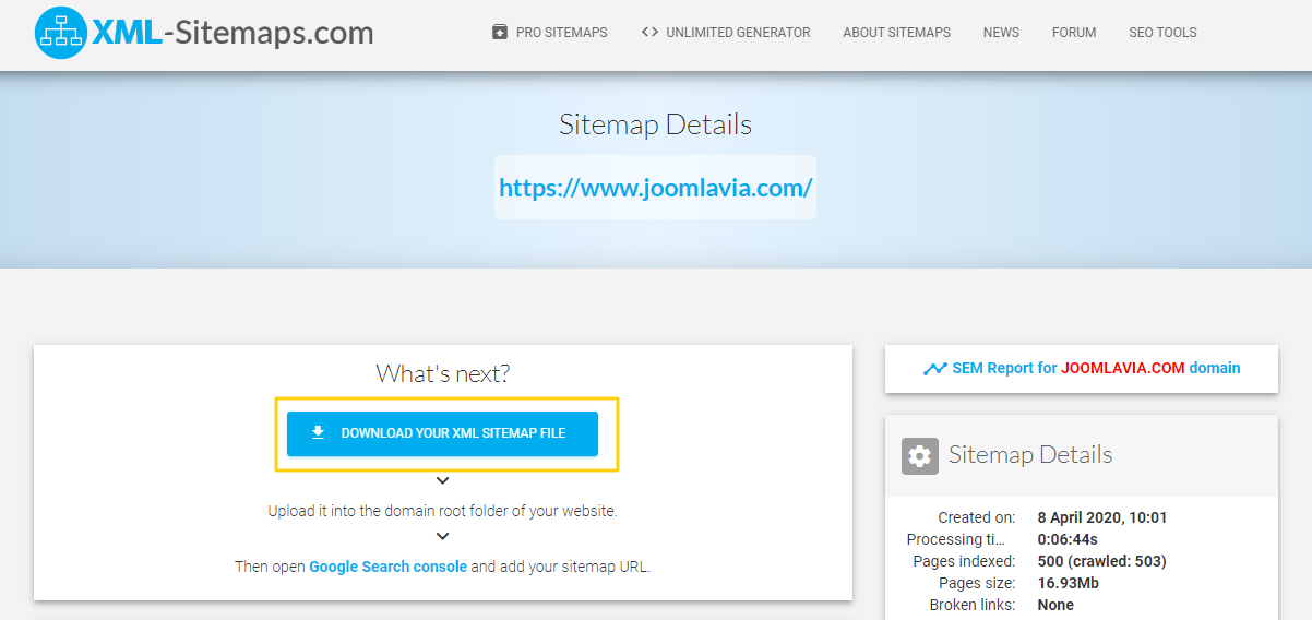 Joomla! XML Site Haritası Oluşturma